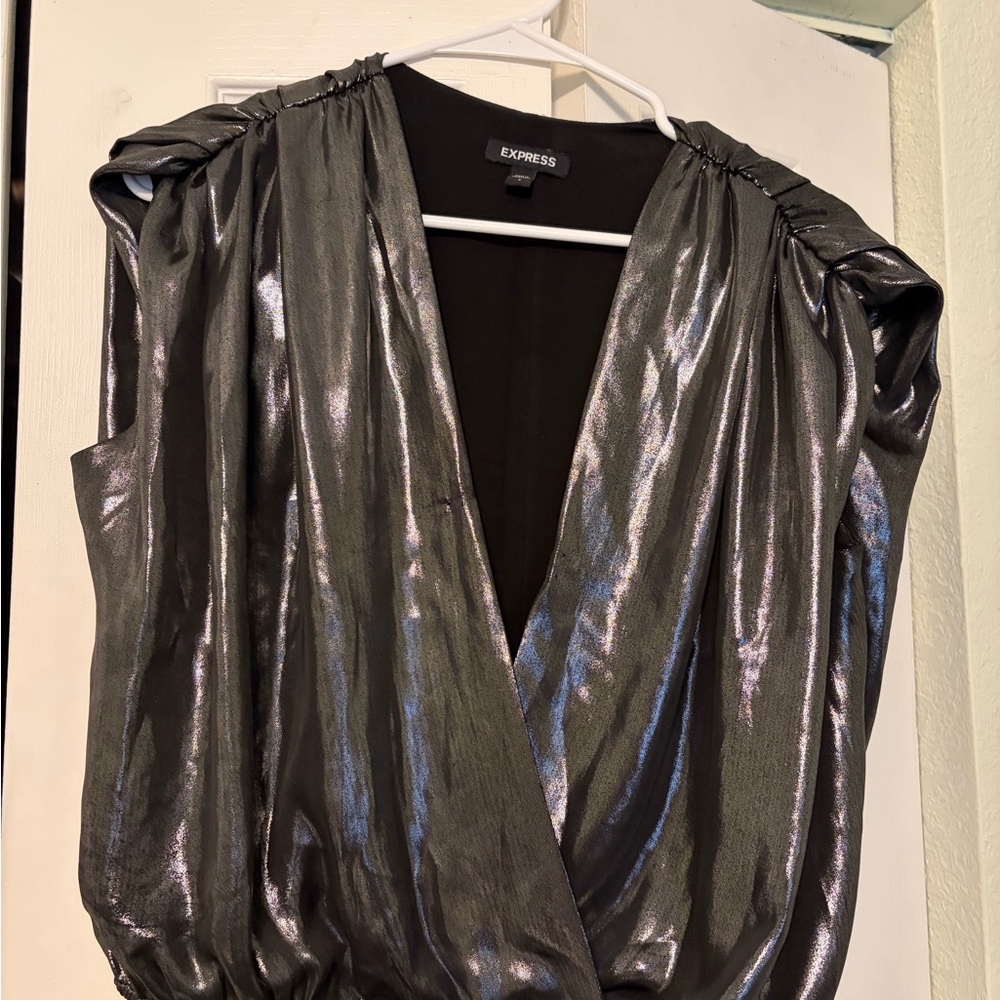 Express Shimmering Silver Blouse